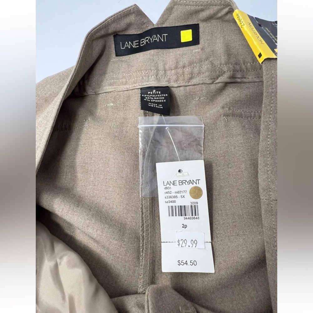 NWT Lane Bryant Women’s Size 2 PETITE Beige‎ Houston Trouser Dress Pants - Picture 3 of 7